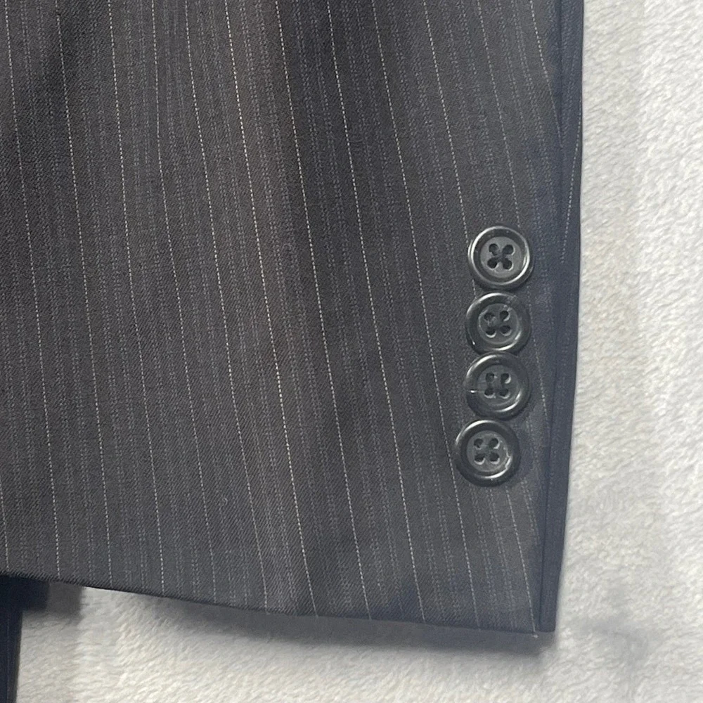 Burberry London Kensington Pinstripe Wool Suit Jacket Blazer 44L Charcoal Grey